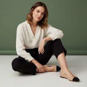 Zara Basic Black & Tan Ballet Flats with Bow – Women’s EU 39 (US 8–8.5)